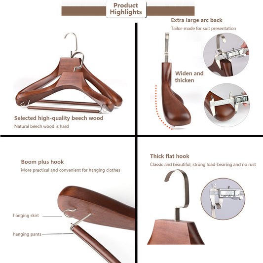 JELIMATE 10-Pack Retro Best Wooden Clothes Hangers, Multi Clothes Hangers & Pants Hangers