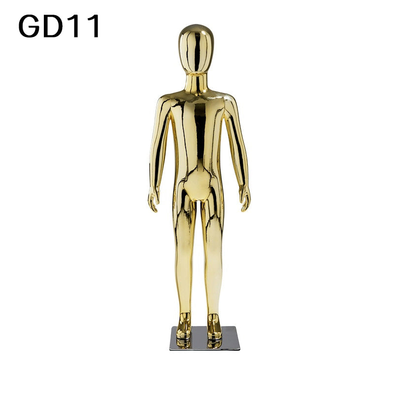 Jelimate Clothing Store Children Mannequin Full Body Plated Gold Kids Apparel Dummy Window Display Prop