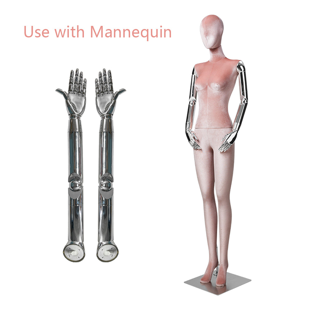 Jelimate Gold Chrome Hand Mannequin – Plug-In Arm with Moveable Finger Joints for Jewelry & Fashion Display