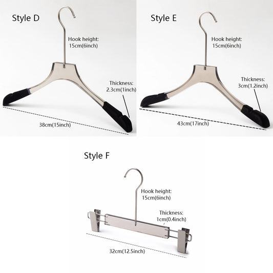 Jelimate Fashion Transparent Grey Acrylic Pant Clothing Hanger Special Clothing Store Velvet Shoulder Adult Clothes Display Hanger Crystal Clear Garment Hanger Simple Wedding Dress Hanger Clothing Display Rack