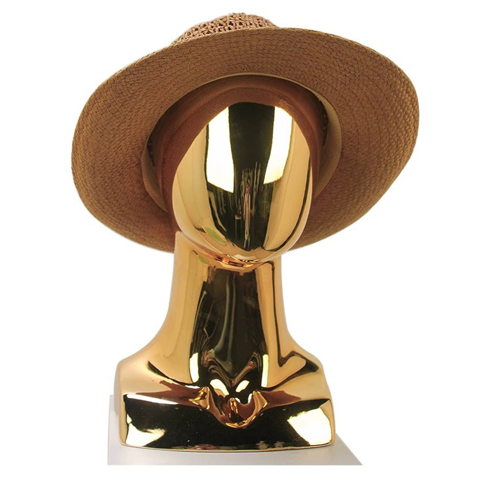 Jelimate High Quality Fiberglass White Gold Mannequin Head for Wigs,Hat Display Head Mannequin Props Window Dress Form,Headband Scarf Jewelry Display Stand