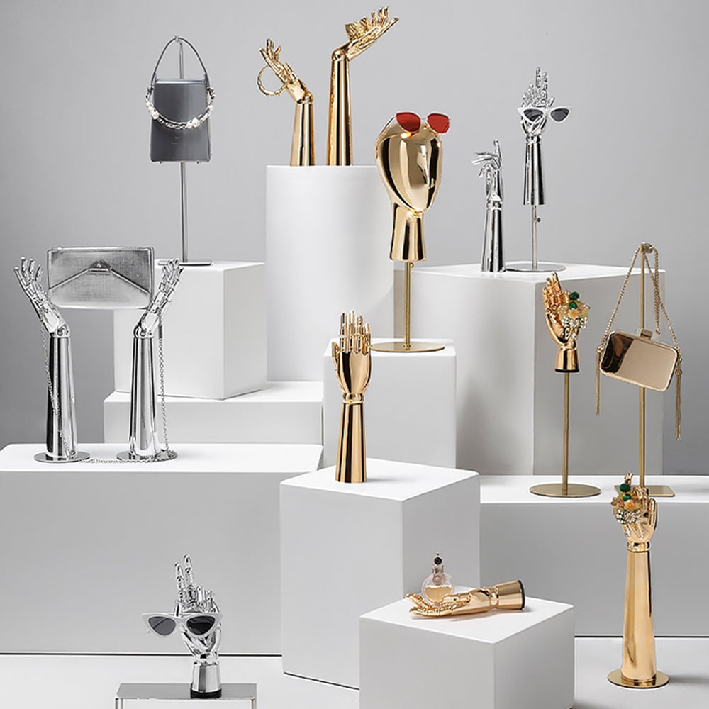 Jelimate Electroplated Silver Gold Mannequin Hand,Realistic Mannequin Hand Display Model,Window Display Art Mannequin Hand Display Stand,Watch Scarf Sunglasses Jewelry Display Hand Mannequin,Ring Display Stand Manikin Hand