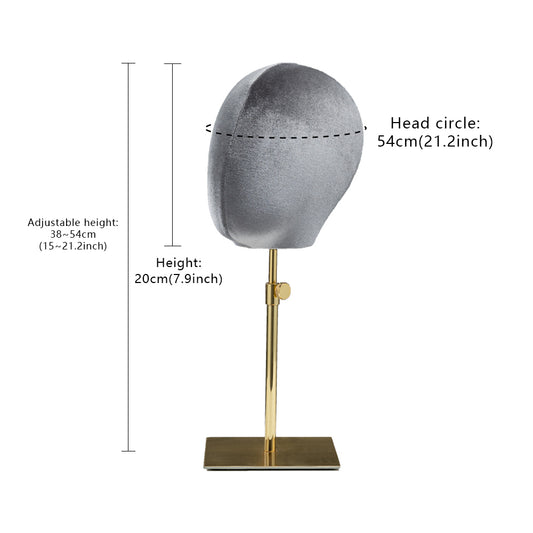 JELIMATE Luxury Velvet Mannequin Head Dress Form,Female Head Mannequin Hat Display Stand,Headband Headphone Jewelry Scarf Wig Display Head Model Props