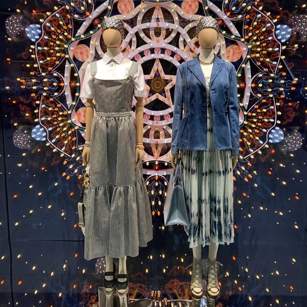 JELIMATE Fabric Mannequin (Male & Female) with Wooden Arms | for Wedding Gowns & Suit Showcase