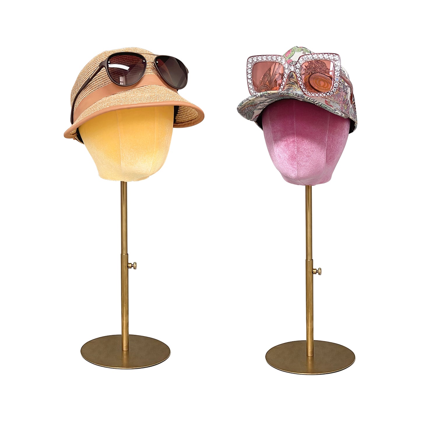 Jelimate Colorful Velvet Head Mannequin Dress Form,Female Mannequin Head For Wigs,Sunglasses Earring Headband Jewelry Display Head Hat Display Stand