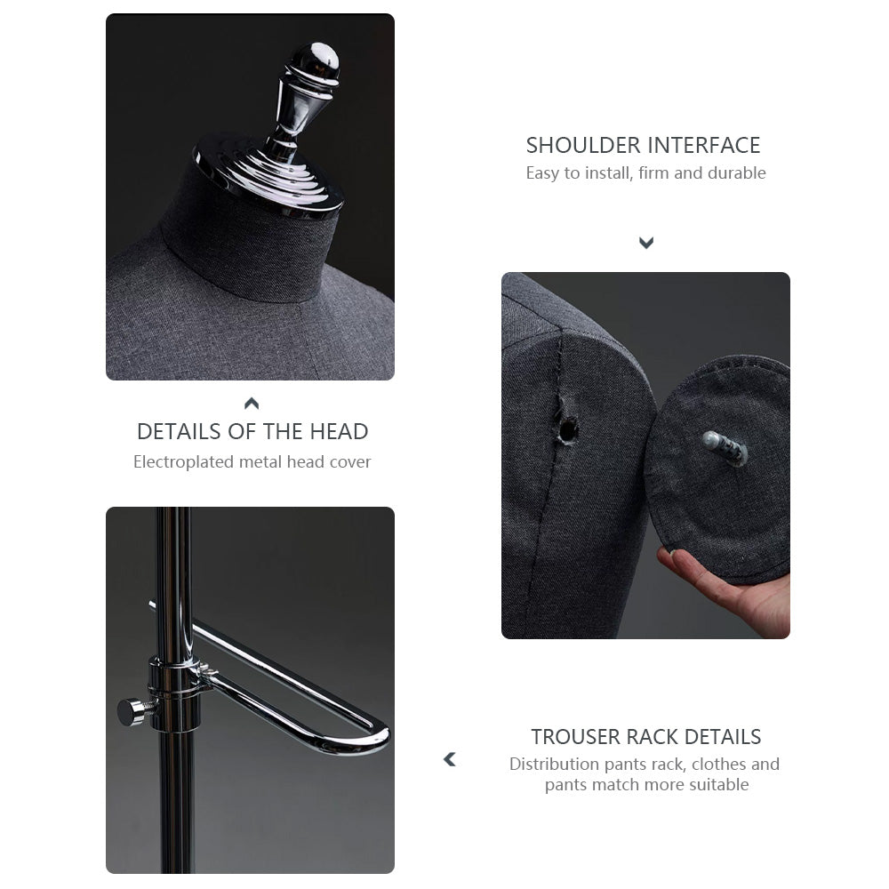 Jelimate Half Body Male/Female Mannequin Torso With Wheel Base,Women/Men Half Body Dress Form Mannequin,Clothing Shop Suit Display Stand Clothing Display Model