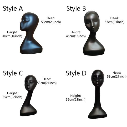 Jelimate Long Neck Black Mannequin Head Dress Form,Female Head Mannequin Dummy Head Ornaments Plastic Mannequin Head Display Stand,Scarf Veil Headphone Wig Display Head Model Hat Display Stand