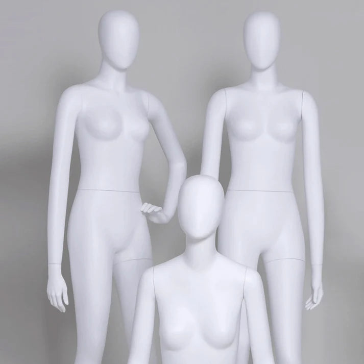 JELIMATE Luxury Matte White Female Mannequin - Full Body Fiberglass Display Stand with Base
