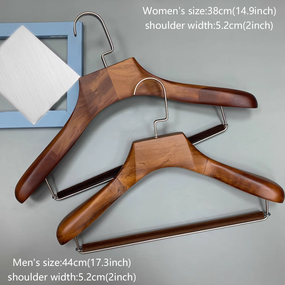 Jelimate Wide Shoulder Solid Wood Hangers Strong Wooden Hangers for Mens and Womens Wear