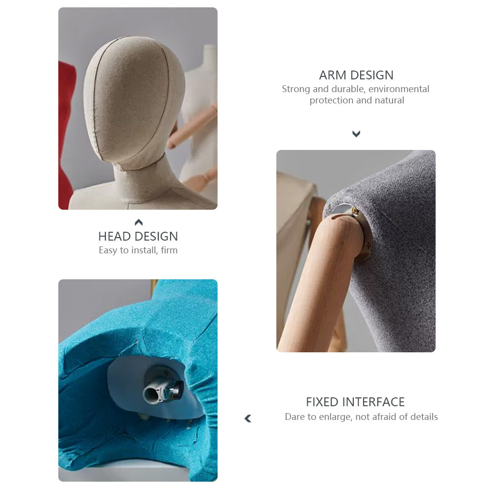 Jelimate Headless Female Dress Form Mannequin Torso Display,Colorful Fabric Mannequin Torso With Wooden Arms,Clothing Display Dummy Linen Dress Form
