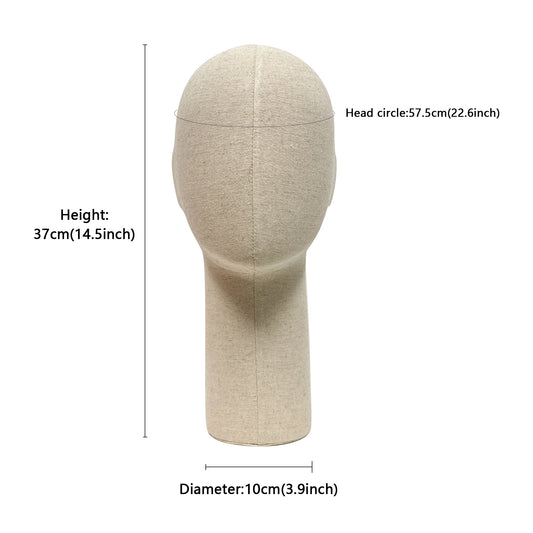 Jelimate Head Mannequin,Grey Linen Fabric Mannequin Head Dress Form,Hat Display Head Model Wig Display Stand,Headband Sunglasses Headphone Display Head Form