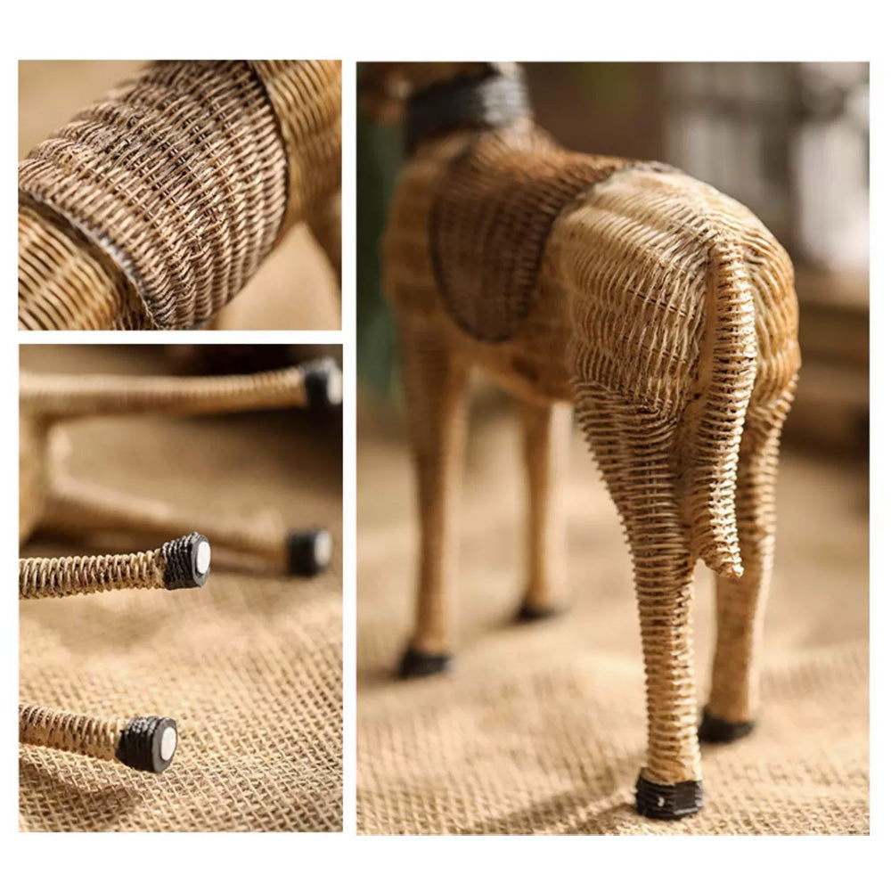 Rattan Horse Statue - Handcrafted Resin Horse Sculpture for Home Decor