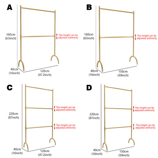 Jelimate Standard Double Layers Poles Clothing Hanger Hanging Clothes Rack With Shelf,Boutique Store Children Kids Adult Clothing Display Rack,Stainless Steel Gold Clothing Rack Wall Metal Coat Rack