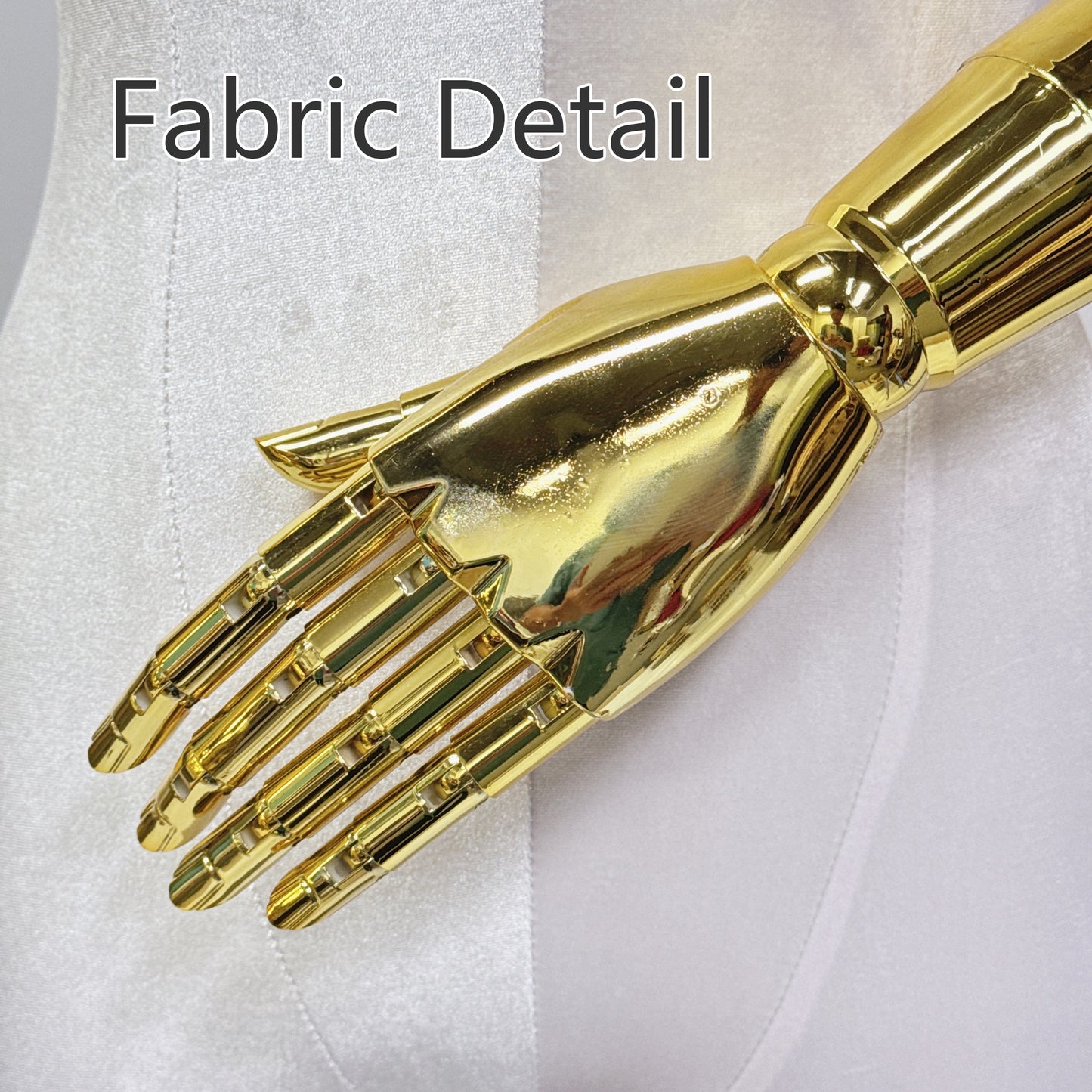 Maniquí femenino de talla grande de alta calidad de Jelimate con brazos dorados, maniquí de terciopelo beige y rosa para escaparate, modelo de exhibición de ropa para tienda de ropa de mujer