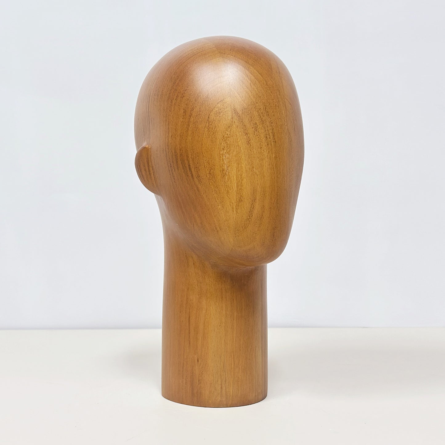 JELIMATE Wooden Mannequin Head Male – Solid Wood Hat Wig Glasses Display Stand