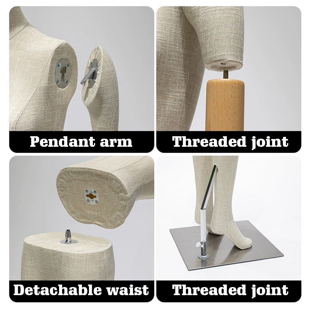 Luxury Grey Bamboo Linen Mannequin | Male & Female Full Body Display Model