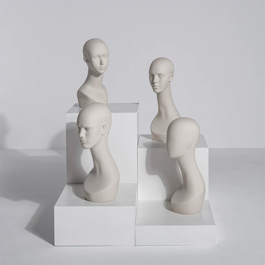 Realistic Fiberglass Mannequin Head with Shoulders for Wigs, Hats & Jewelry