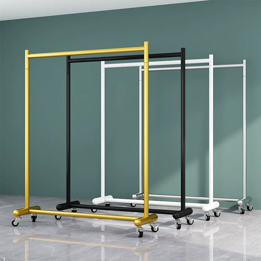 JELIMATE Industrial Clothing Rack with Wheels, Heavy Duty Rolling Garment Rack