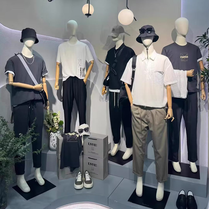 High-end-boutique-window-display-with-linen-models