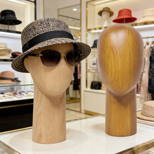 JELIMATE Wooden Mannequin Head Male – Solid Wood Hat Wig Glasses Display Stand