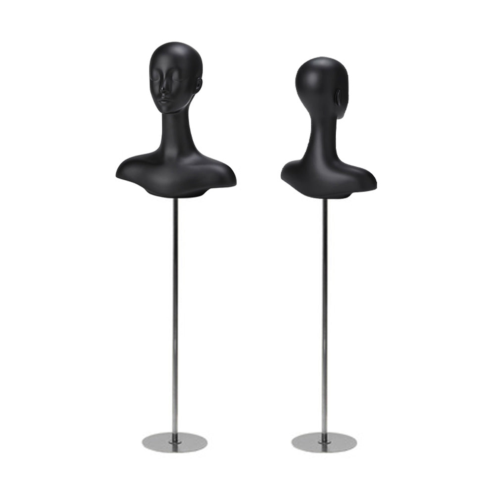 Luxury Black Fiberglass Mannequin Head - Jewelry & Wig Display Stand