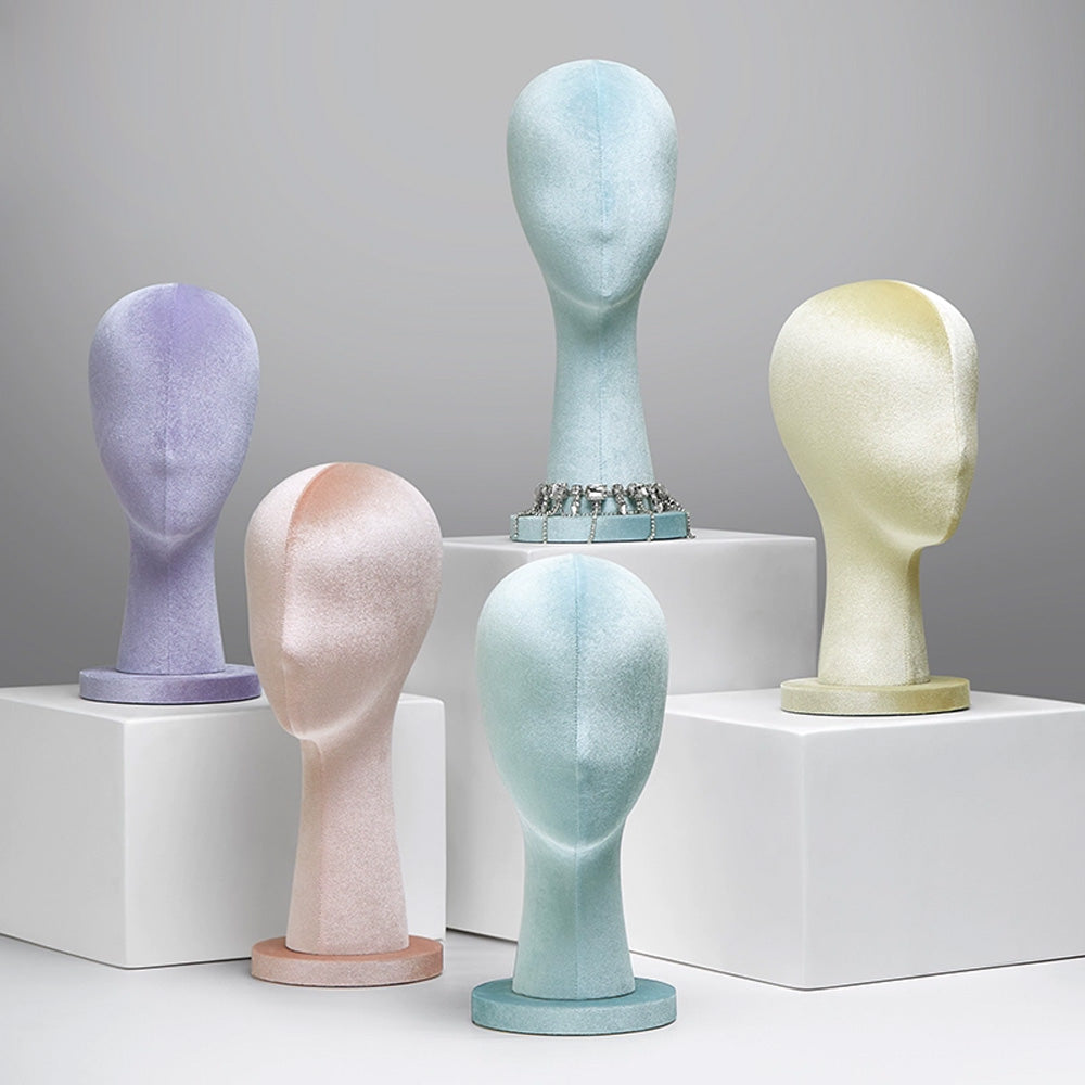 Jelimate Female Head Mannequin Head Display Form,Colorful Velvet Mannequin Head Dress Form,Flocking Mannequin Head For Wigs Fiberglass Mannequin Head Manikin Jewelry Display Stand,Headband Headphone Sunglasses Hat Display Head Model