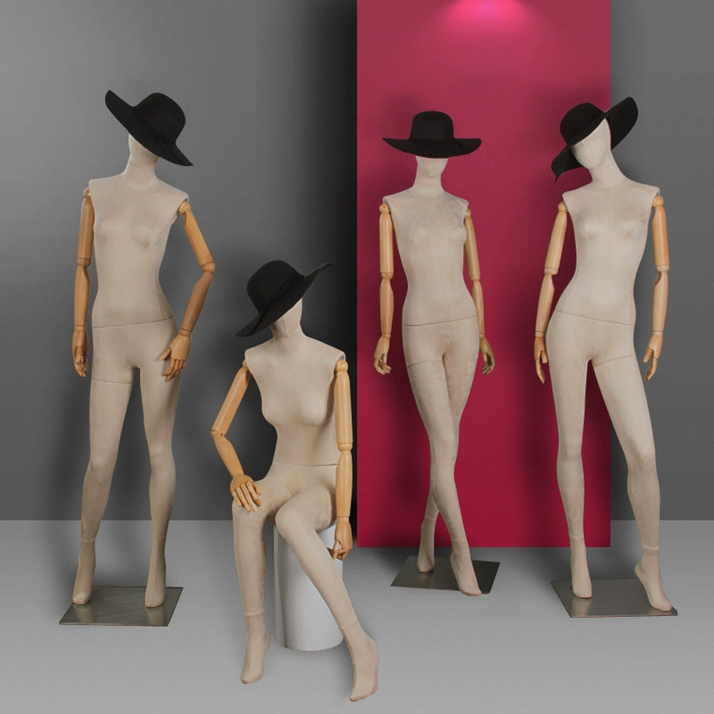 Full Body Female Mannequin Torso Display Dress Form Suede Velvet Mannequin Torso Model For Clothing Display Wooden Hand Manikin Head For Wigs Full Body Female Mannequin Torso Display Dress Form Suede Velvet Mannequin Torso Model For Clothing Display Wooden Hand Manikin Head For Wigs