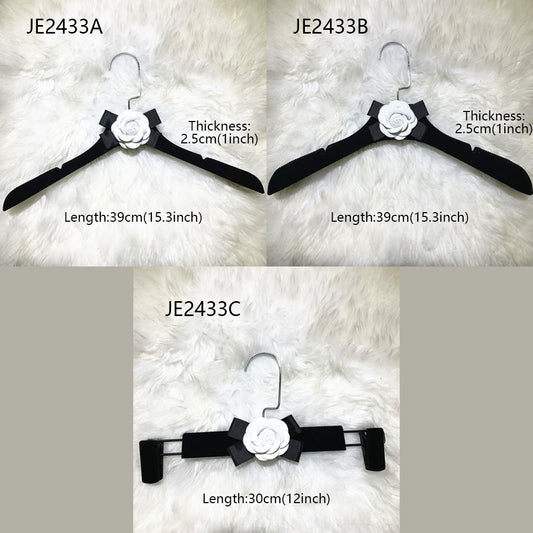 Jelimate Luxury Flocking Velvet Hanger,Black Velvet Clothing Hanger/Pant Hanger,Chrome Hook Non Slip Flocking Plastic Hanger,Customized Logo Wedding Dress Hangers Suit Hangers,Clothing Store Women Velvet Clothes Hanger Shirt Hangers