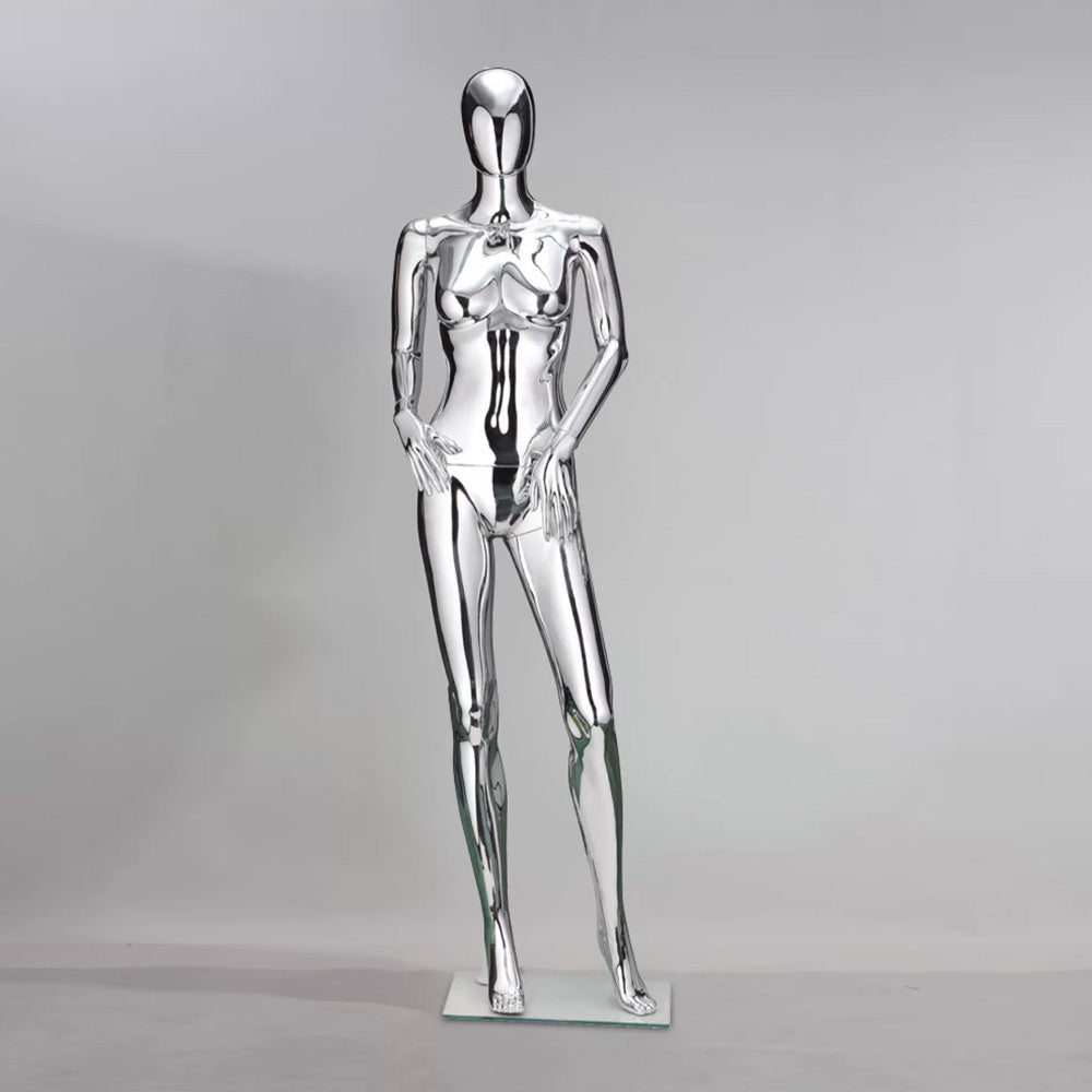 Jelimate Mirror Silver Plated Full Body Mannequin - Premium Chrome Display for Fashion Boutique & Window