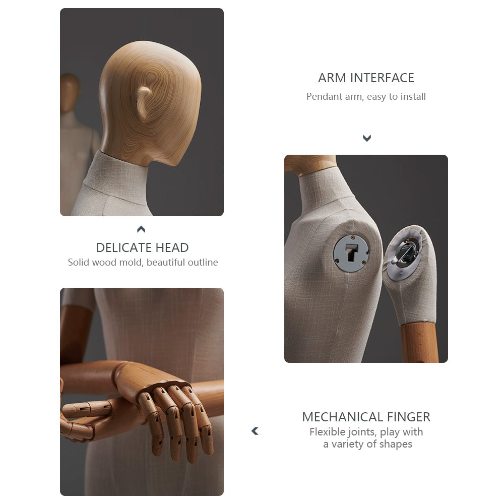 New Linen Fabric Window Display Half Body Mannequin Female & Male Torso, Ideal for Mannequin Top Styling