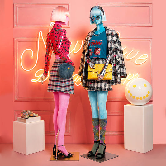 Jelimate Luxury Velvet Female Mannequin | Gold Plated Arms & Base | Standing & Sitting Pose