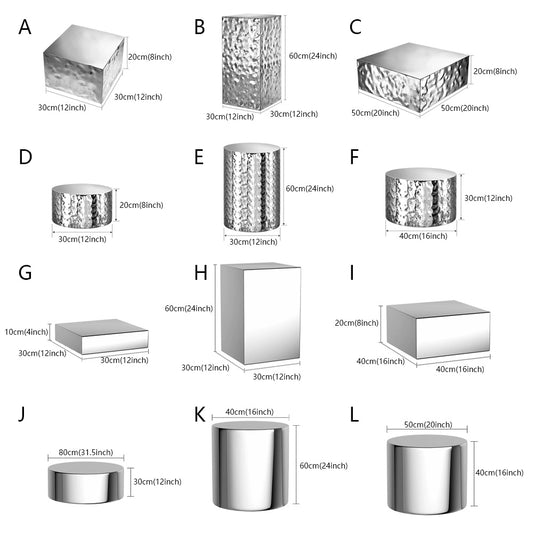 Jelimate Stainless Steel Floor Mirror Water Ripple Silver Display Rack Mannequin Risers,Clothing Shop Mannequin Platform Shop Fitting Mannequin Stand,Round Square Dress Form Pedestal Plinth Props
