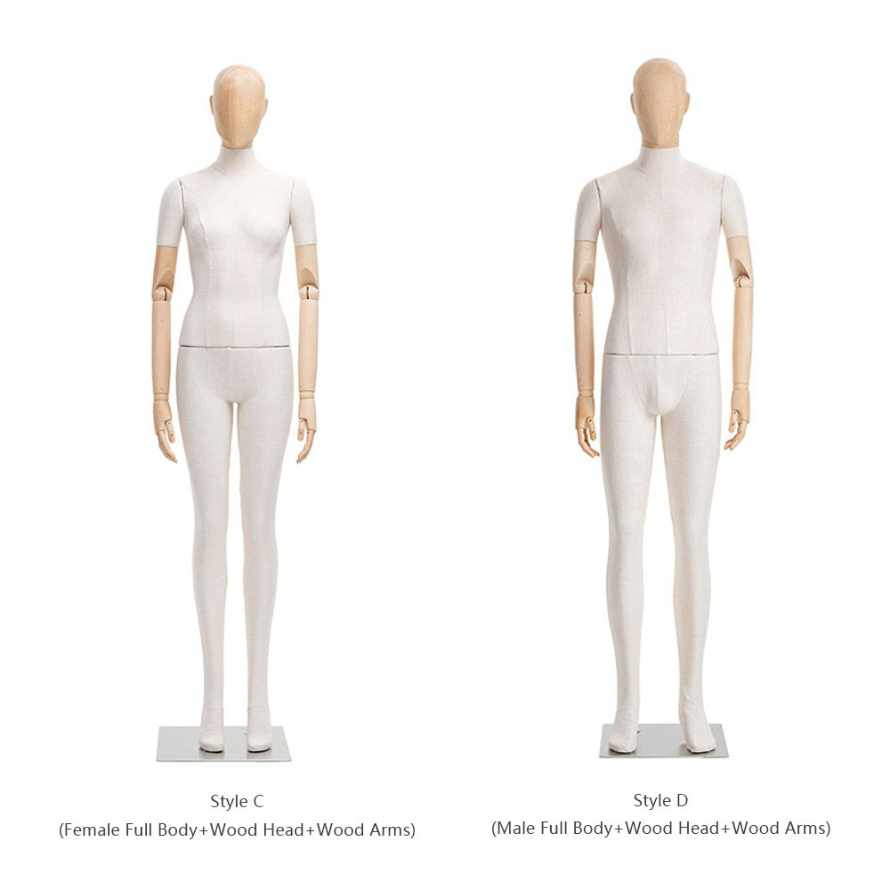 JELIMATE Fabric Mannequin (Male & Female) with Wooden Arms | for Wedding Gowns & Suit Showcase