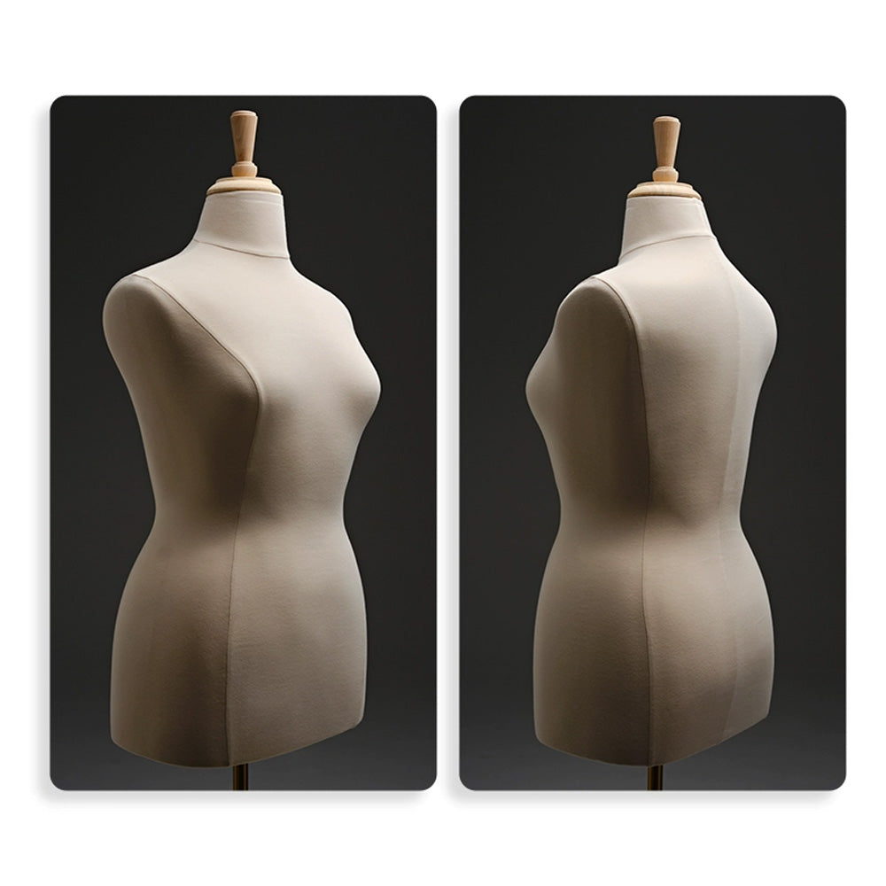 Jelimate Half Body Plus Size Female Mannequin Torso - Pinnable Dress Form with Beige Velvet Cover