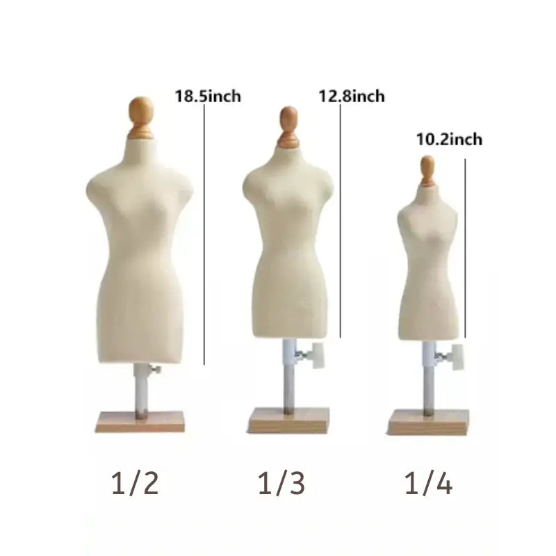Female Half Scale Dress Form Fully Pinnable - 1/2, 1/3, 1/4