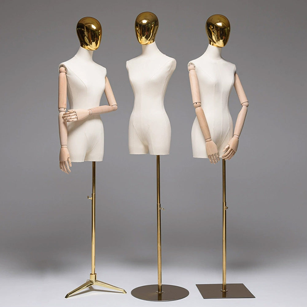 Female Half Body Dress Form Mannequin Torso with Wooden Hand Adjustable Height Adult Women Velvet Fabric Mannequin Stand With Nose Display Model Female Half Body Dress Form Mannequin Torso with Wooden Hand Adjustable Height Adult Women Velvet Fabric Mannequin Stand With Nose Display Model