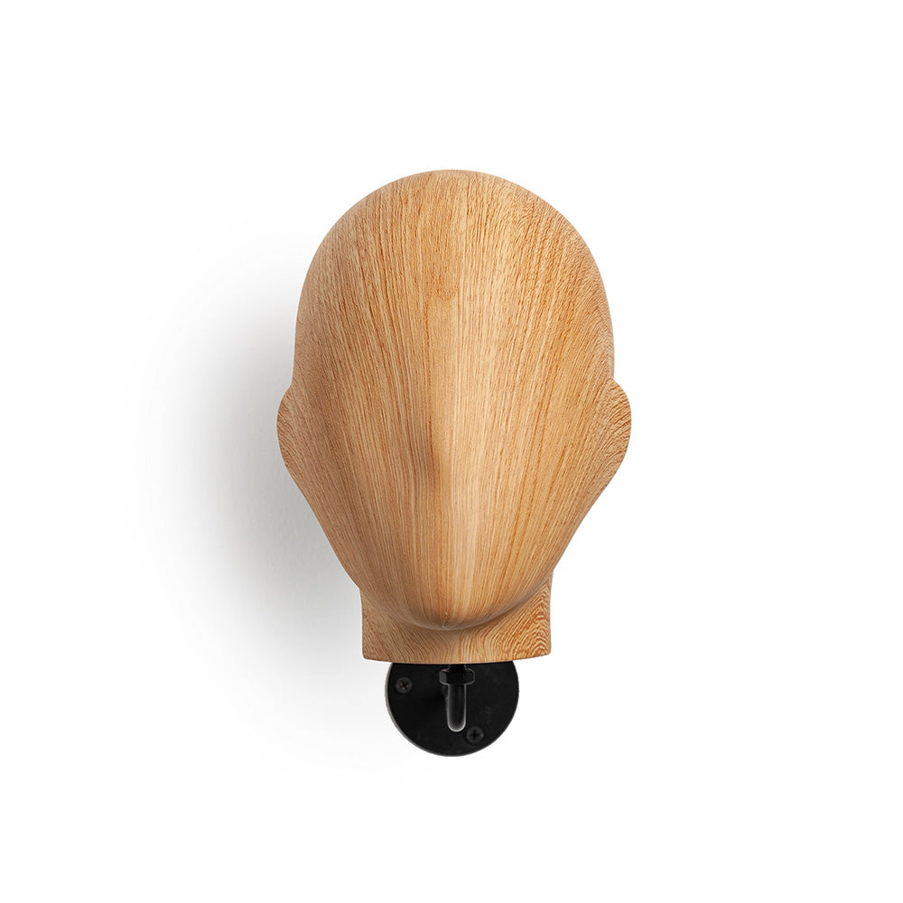 Wall Mounted Mannequin Head Display Stand - Wood Grain Hat Rack Holder with Adjustable Bracket