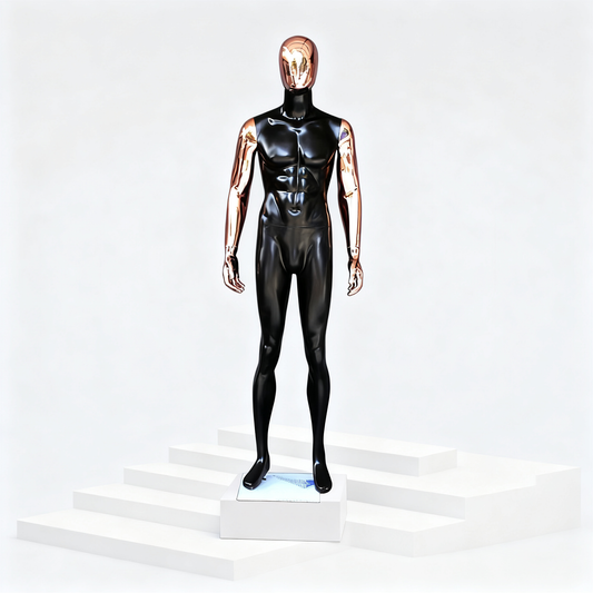 Rose Gold Fiberglass Mannequin - Full Body Male Display for Fashion Window