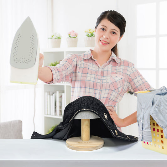 Jelimate Round Wooden Ironing Board Portable Tailor Pressing Board Miniature Sleeve Board Household Ironing Stool Tailoring Ham Multi-functional