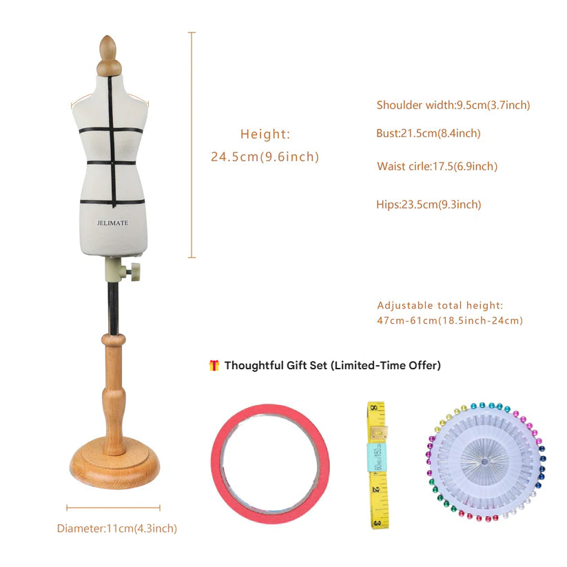 1 4 Scale Dress Form - Miniature 1/4 Scale Dressmaker Mannequin for Fashion Design & Sewing