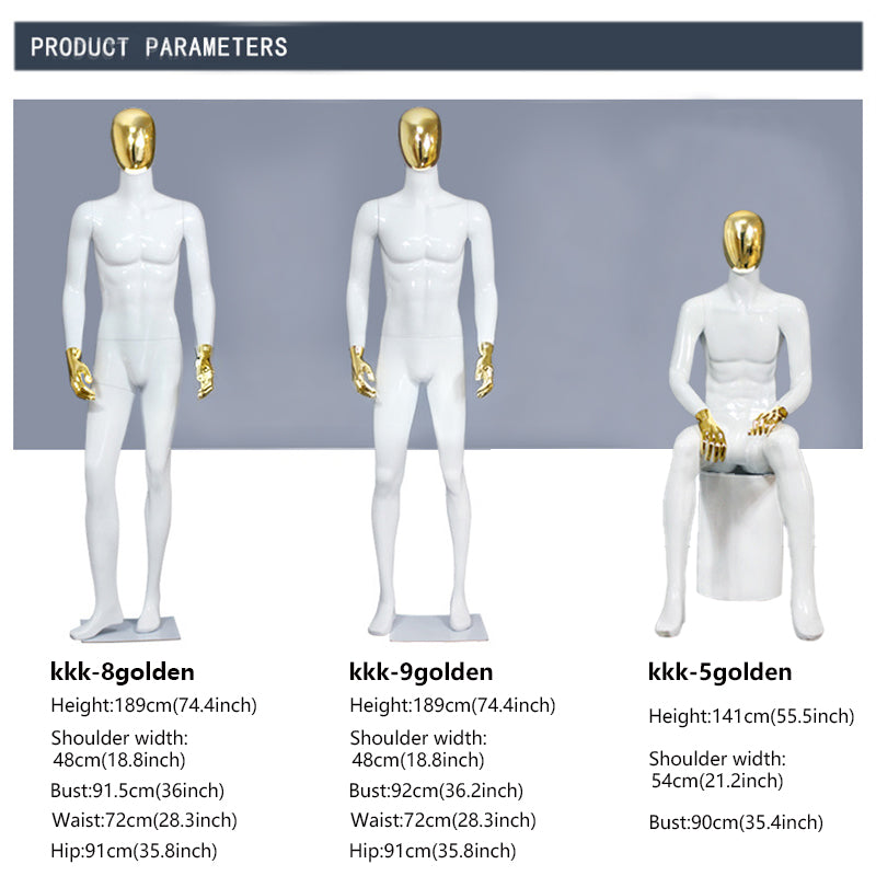 JELIMATE | Golden Electroplated Male Mannequin - Premium Fiberglass Full Body Display