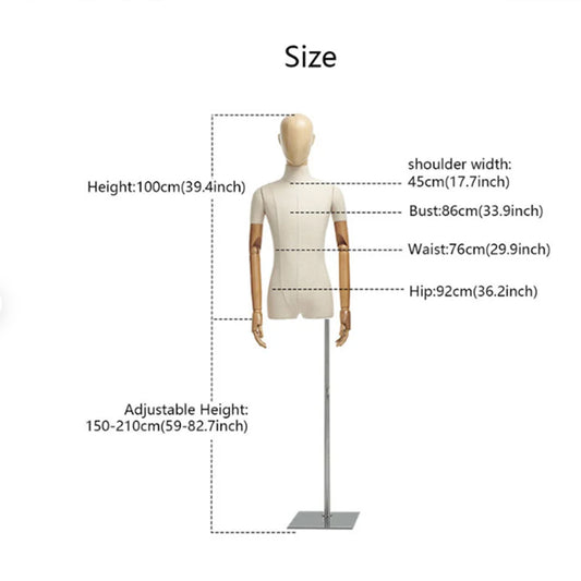 New Linen Fabric Window Display Half Body Mannequin Female & Male Torso, Ideal for Mannequin Top Styling