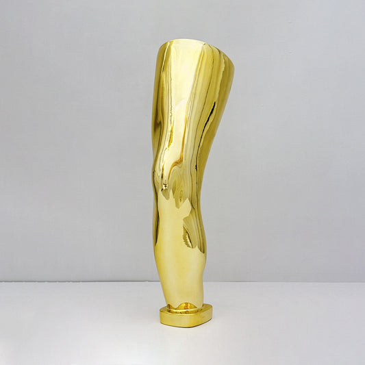 Jelimate Male Left Leg Mannequin Display Stand – Electroplated Fiberglass for Knee Brace, Orthopedic & Sports Store Use