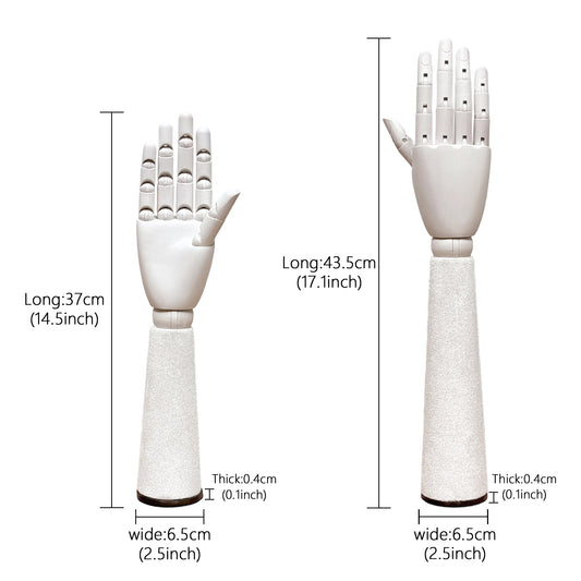 Jelimate Right Hand Wooden Mannequin – White Painted Display Hand with Velvet Wrist for Jewelry, Ring & Boutique Display