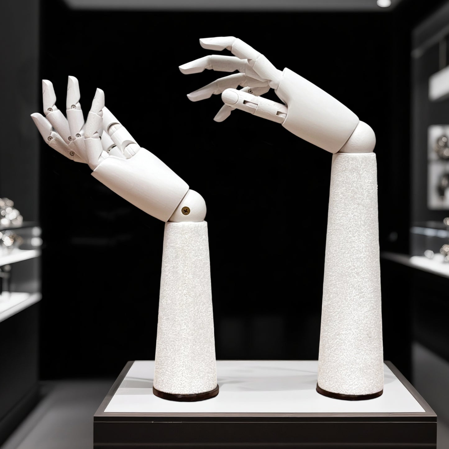 Jelimate Right Hand Wooden Mannequin – White Painted Display Hand with Velvet Wrist for Jewelry, Ring & Boutique Display