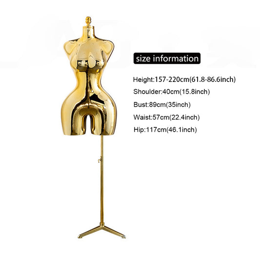 European & American Style Women's Half - Body Mannequin | Electroplated Clothing Display Prop for Shop Windows