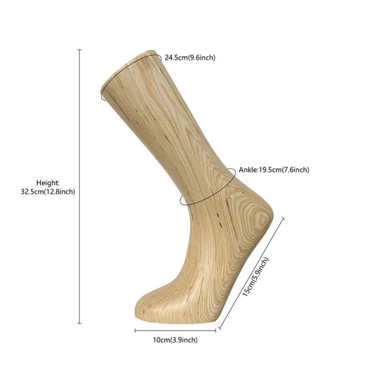 Solid Wood Foot Mannequin - Natural Wood Grain Display Stand | JELIMATE