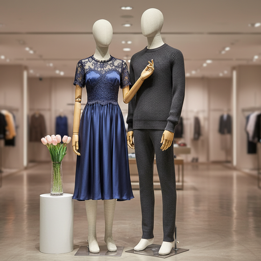 Luxury Grey Bamboo Linen Mannequin | Male & Female Full Body Display Model