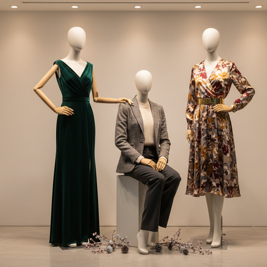 Matte beige fiberglass mannequin for luxury bridal and boutique windows