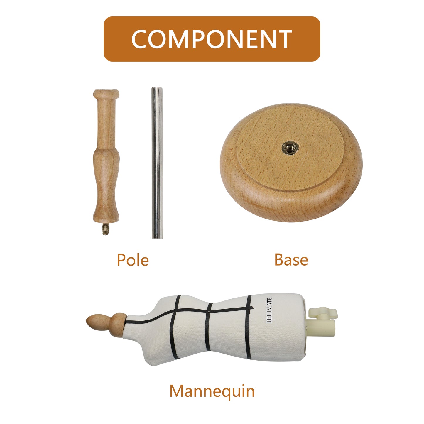 JELIMATE Female 1/4 Scale Dress Form For Sewing,Fully Pinnable Half Scale Dress Form Mannequin,Miniature Women Sewing Mannequin For Fashion Designer,Mini Tailor Dress Form Dressmaker Dummy